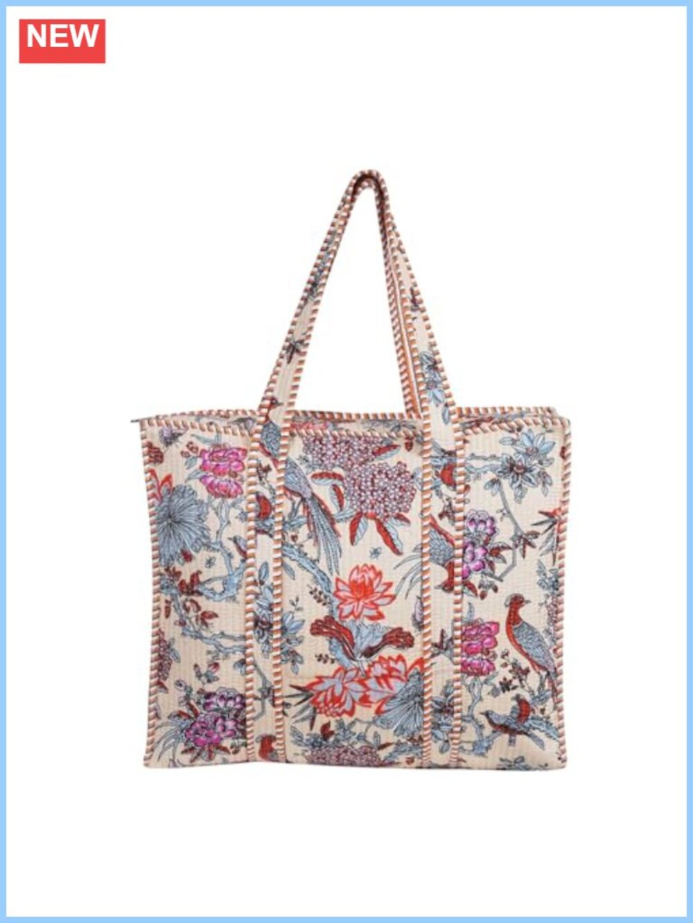 100% Cotton Reversible Tote Shoulder Bag Zipper Closure Shopping Travel Stylish